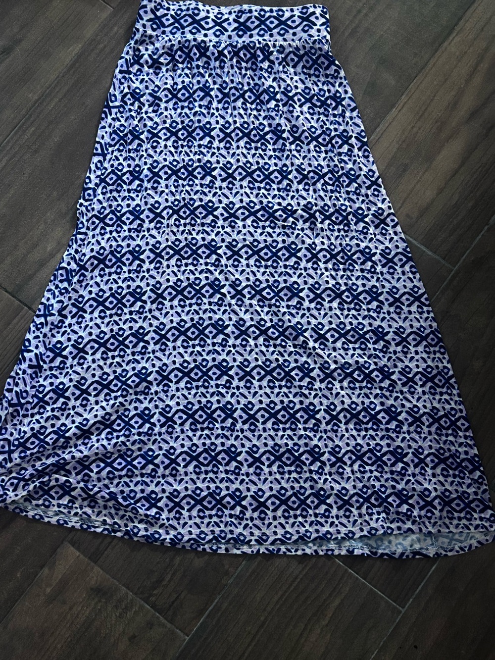 Cherokee Blue & White Geometric Maxi Skirt